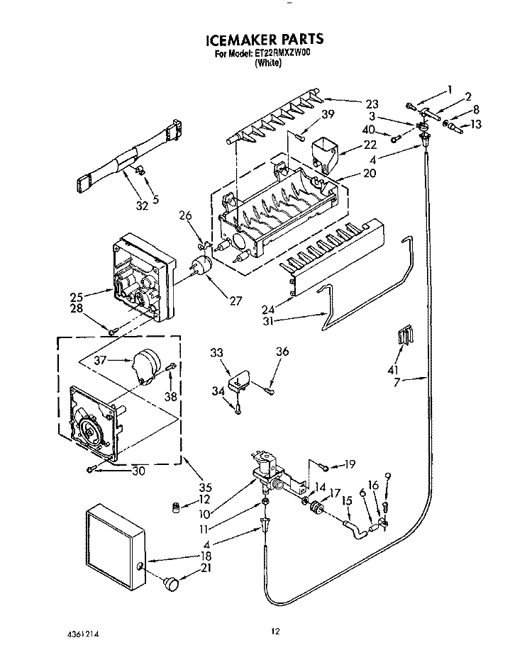 ICE MAKER Diagram and Parts List for ET22RMXZW00  Whirlpool Refrigerator