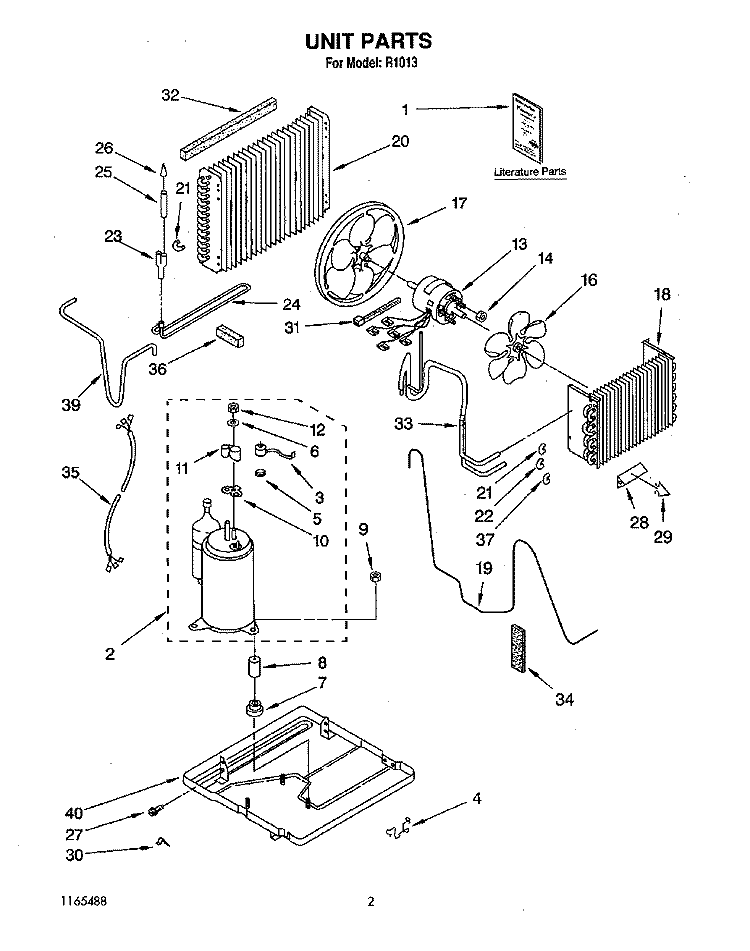 UNIT, LITERATURE Diagram and Parts List for R1013  Whirlpool Air Conditioner