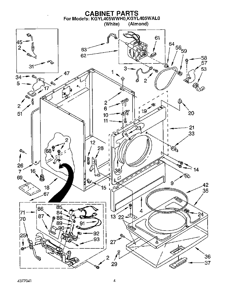 SECTION Diagram and Parts List for KGYL405WAL0  KitchenAid Dryer