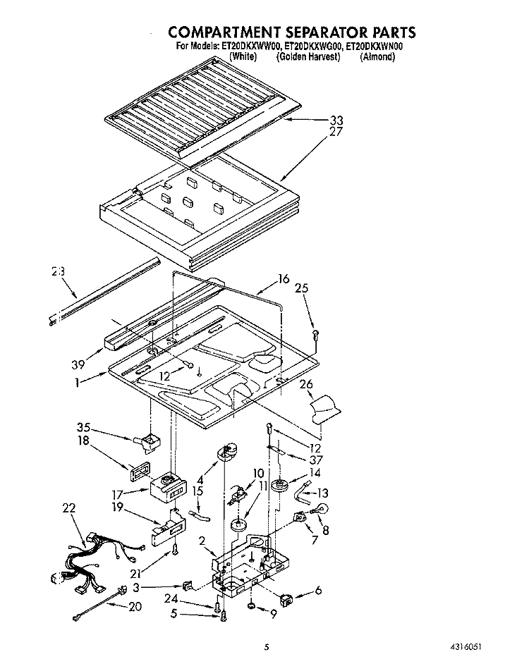 COMPARTMENT SEPARATOR Diagram and Parts List for ET20DKXWN00  Whirlpool Refrigerator