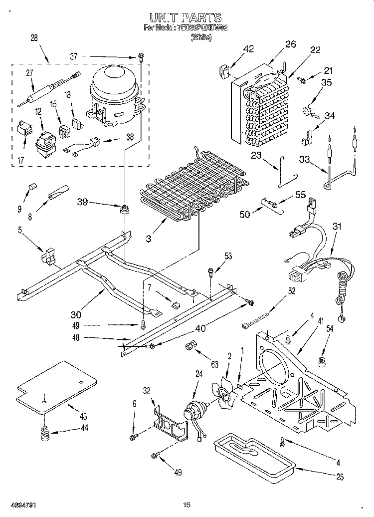 UNIT Diagram and Parts List for 7ED25PQXDW02  Whirlpool Refrigerator