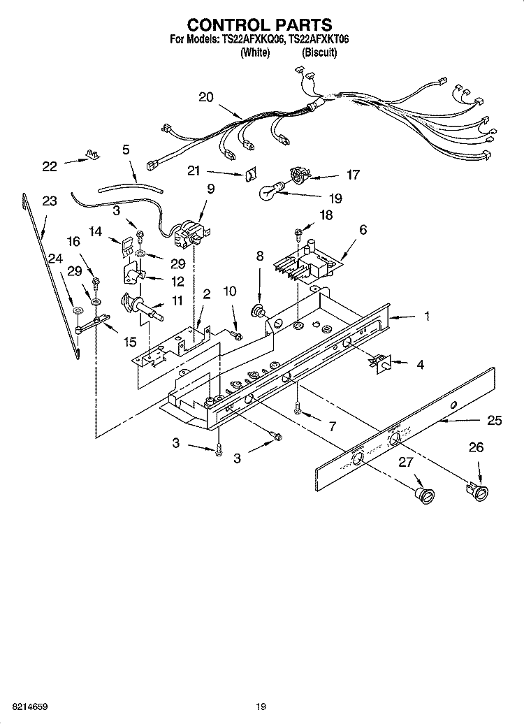 CONTROL PARTS, OPTIONAL PARTS Diagram and Parts List for TS22AFXKQ06  Estate Refrigerator