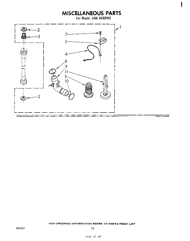 MISCELLANEOUS , LITERATURE AND OPTIONAL Diagram and Parts List for LHA6400W2  Whirlpool Washer