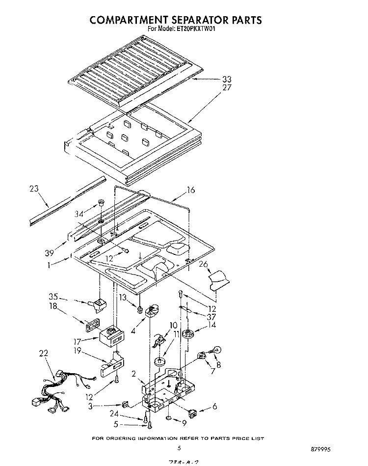 COMPARTMENT SEPARATOR Diagram and Parts List for ET20PKXTN01  Whirlpool Refrigerator