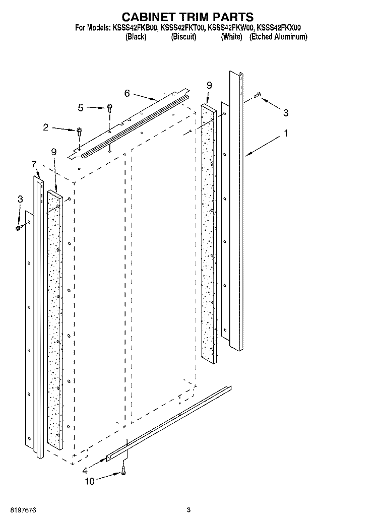 CABINET TRIM Diagram and Parts List for KSSS42FKX00  KitchenAid Refrigerator