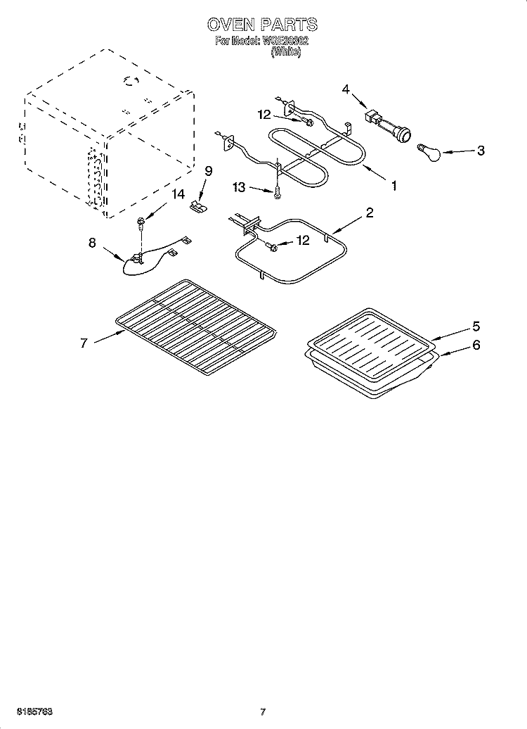 OVEN PARTS, MISCELLANEOUS PARTS Diagram and Parts List for WGE30302  Whirlpool Range
