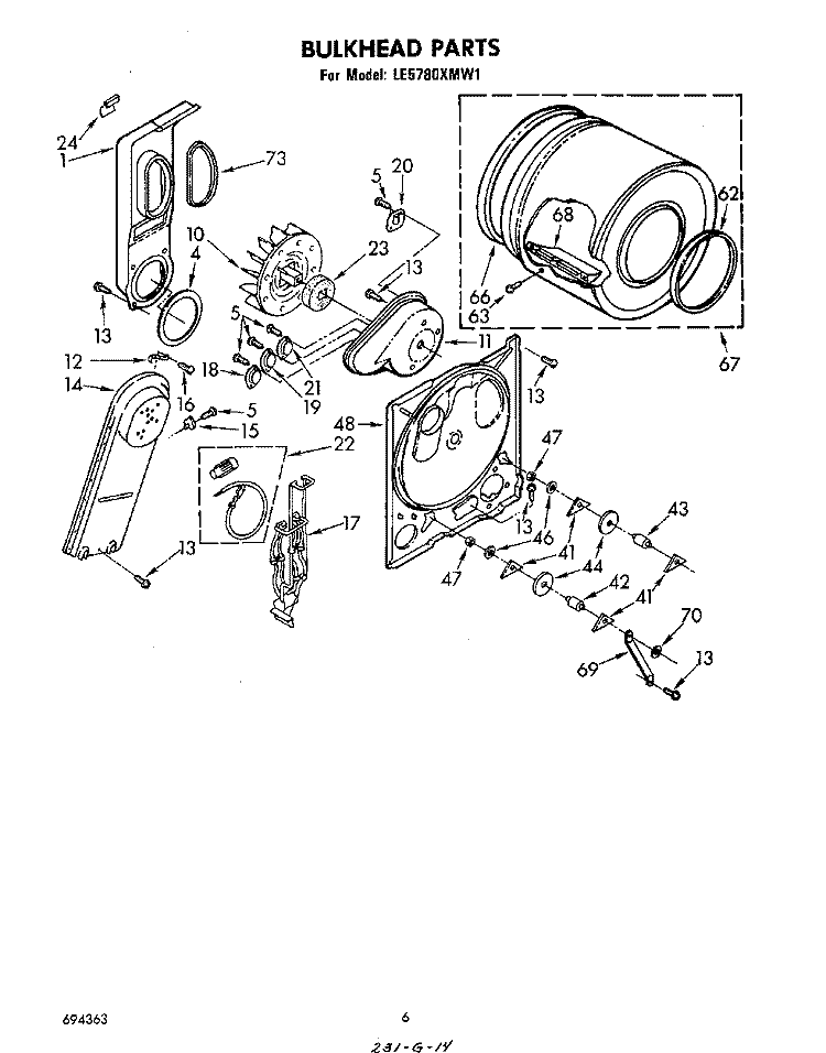 SECTION Diagram and Parts List for LE5780XMW1  Whirlpool Dryer