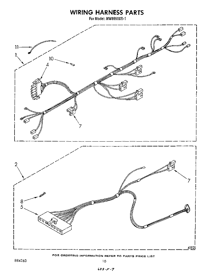 WIRING HARNESS , LITERATURE AND OPTIONAL Diagram and Parts List for MW8650XS1  Whirlpool Microwave