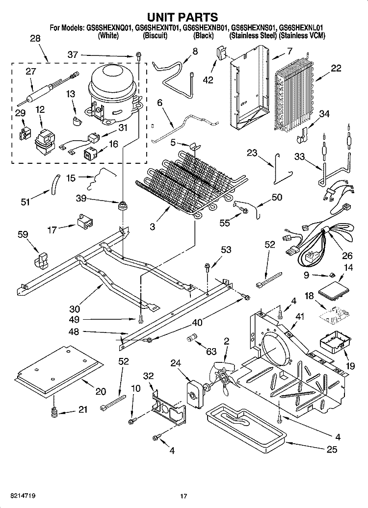 UNIT PARTS Diagram and Parts List for GS6SHEXNL01  Whirlpool Refrigerator