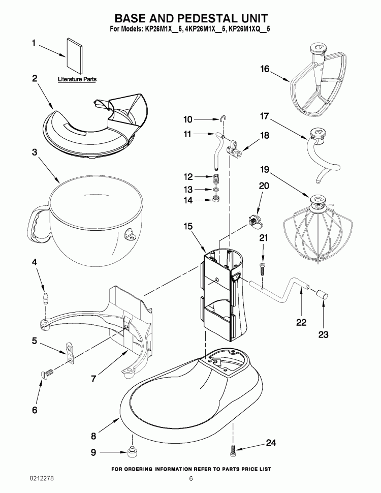 BASE AND PEDESTAL UNIT Diagram and Parts List for KP26M1XQBF5  KitchenAid Mixer