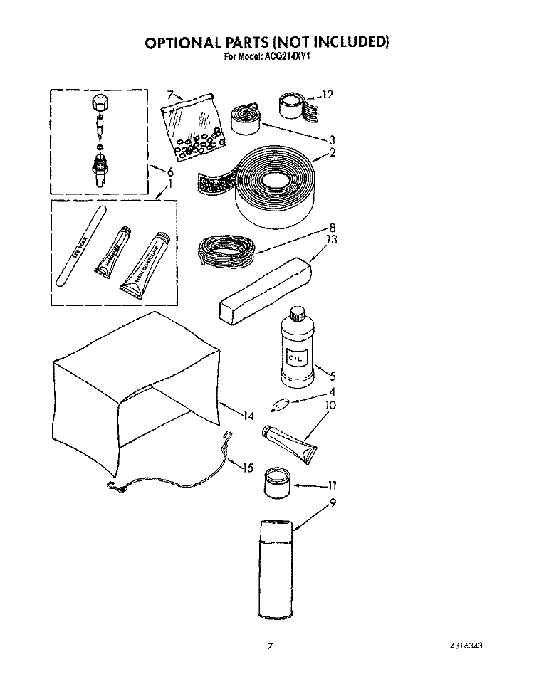 OPTIONAL Diagram and Parts List for ACQ214XY1  Whirlpool Air Conditioner