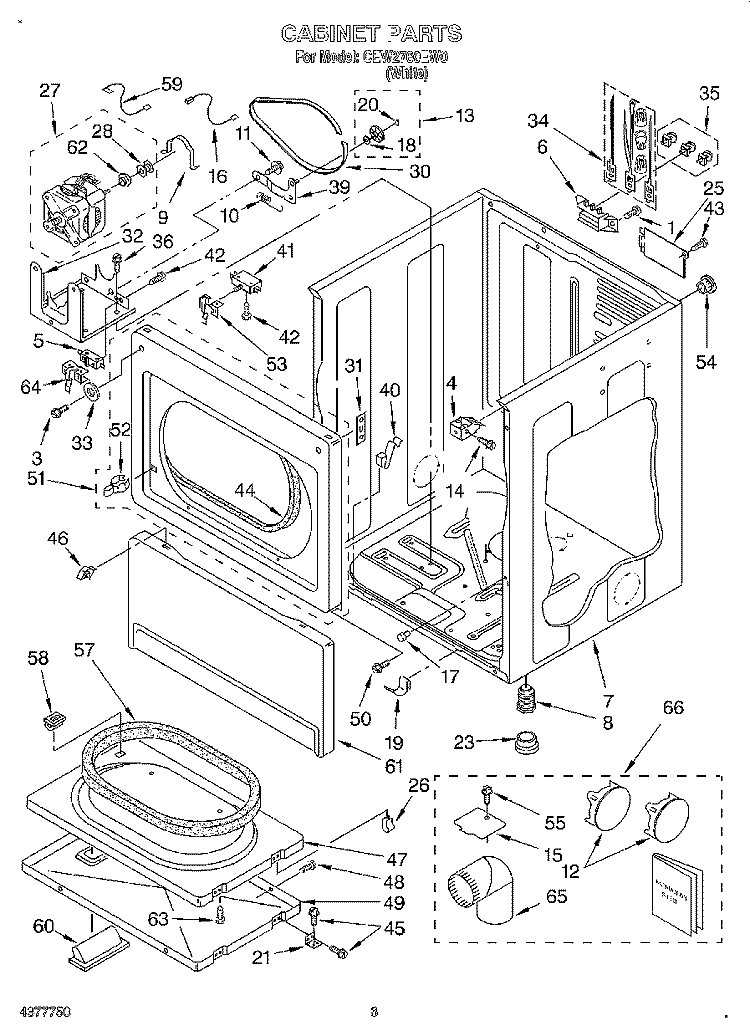 SECTION Diagram and Parts List for CEW2760EW0  Whirlpool Dryer