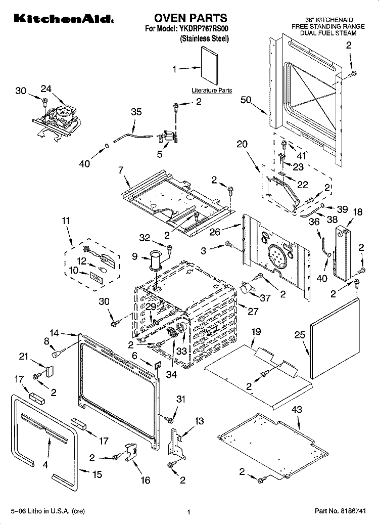 OVEN PARTS Diagram and Parts List for YKDRP767RS00  KitchenAid Range