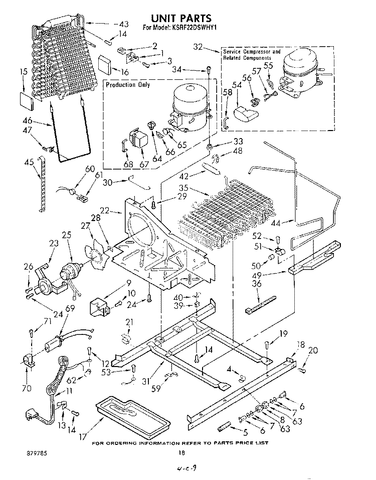 UNIT Diagram and Parts List for KSRF22DSWHY1  KitchenAid Refrigerator