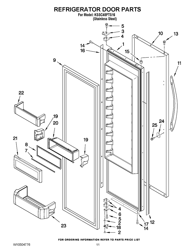 REFRIGERATOR DOOR PARTS Diagram and Parts List for KSSC48FTS16  KitchenAid Refrigerator