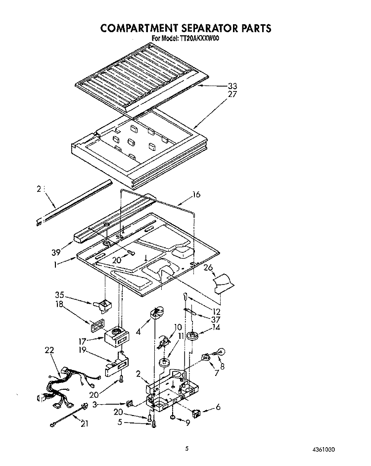 COMPARTMENT SEPARATOR Diagram and Parts List for TT20AKXXW00  Whirlpool Refrigerator