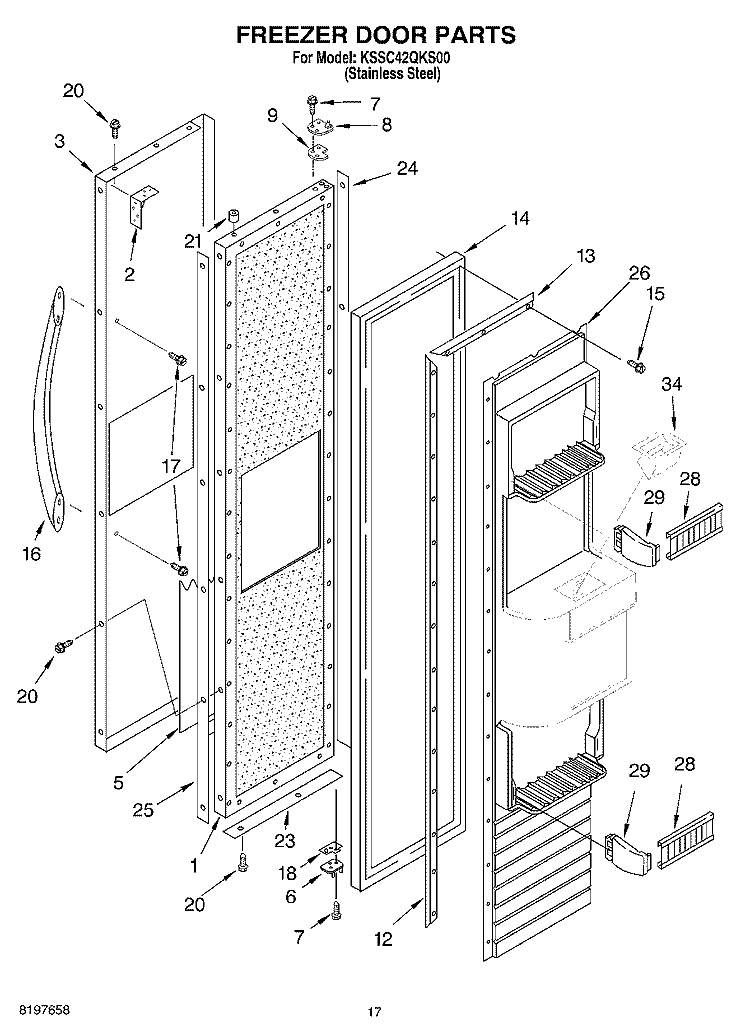 FREEZER DOOR Diagram and Parts List for KSSC42QKS00  KitchenAid Refrigerator