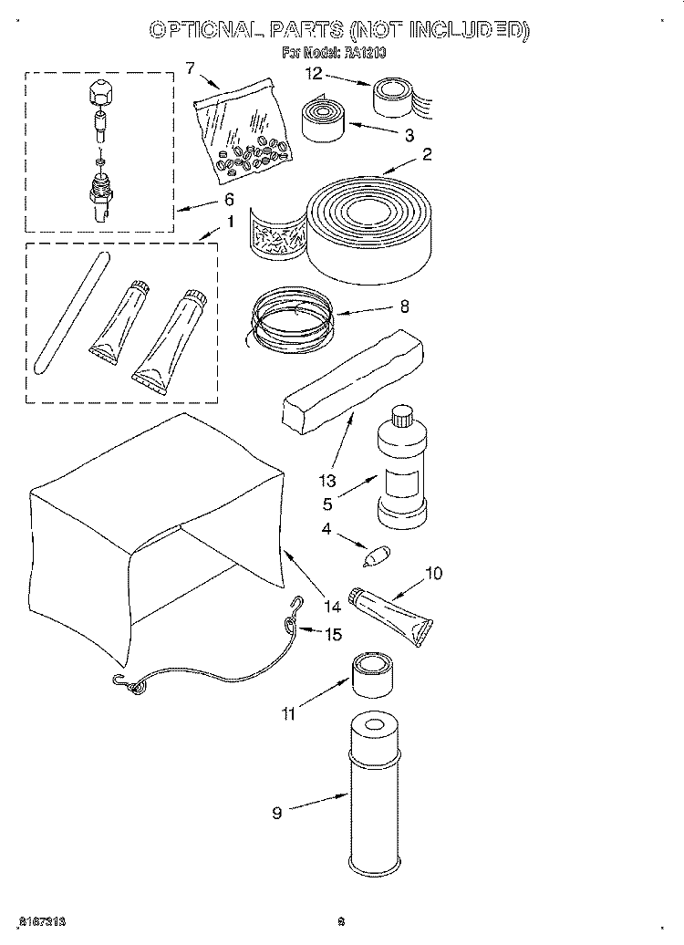 OPTIONAL Diagram and Parts List for RA1210  Whirlpool Air Conditioner