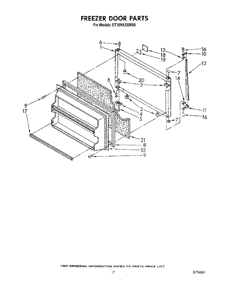 FREEZER DOOR Diagram and Parts List for ET18NKXSW00  Whirlpool Refrigerator