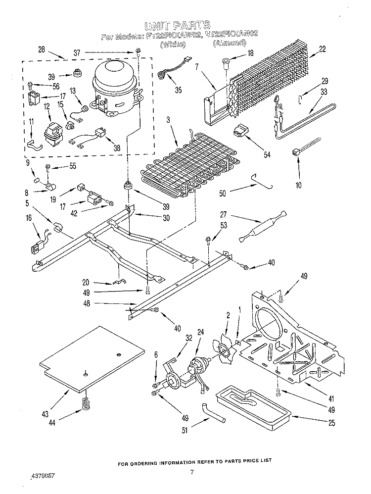 UNIT Diagram and Parts List for ET22PKXAW02  Whirlpool Refrigerator