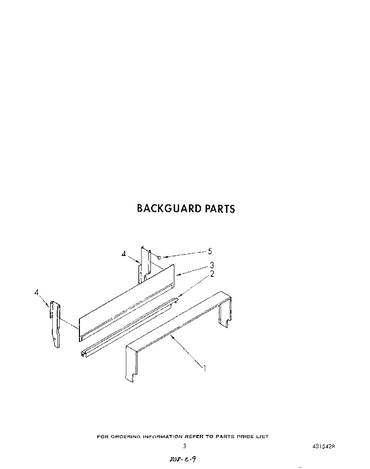 BACKGUARD Diagram and Parts List for SF302ESRW5  Whirlpool Range