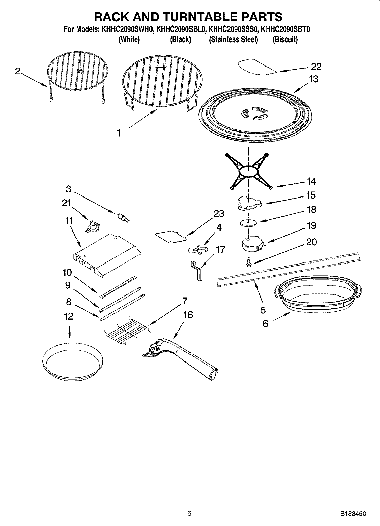 RACK AND TURNTABLE PARTS Diagram and Parts List for KHHC2090SSS0  KitchenAid Microwave
