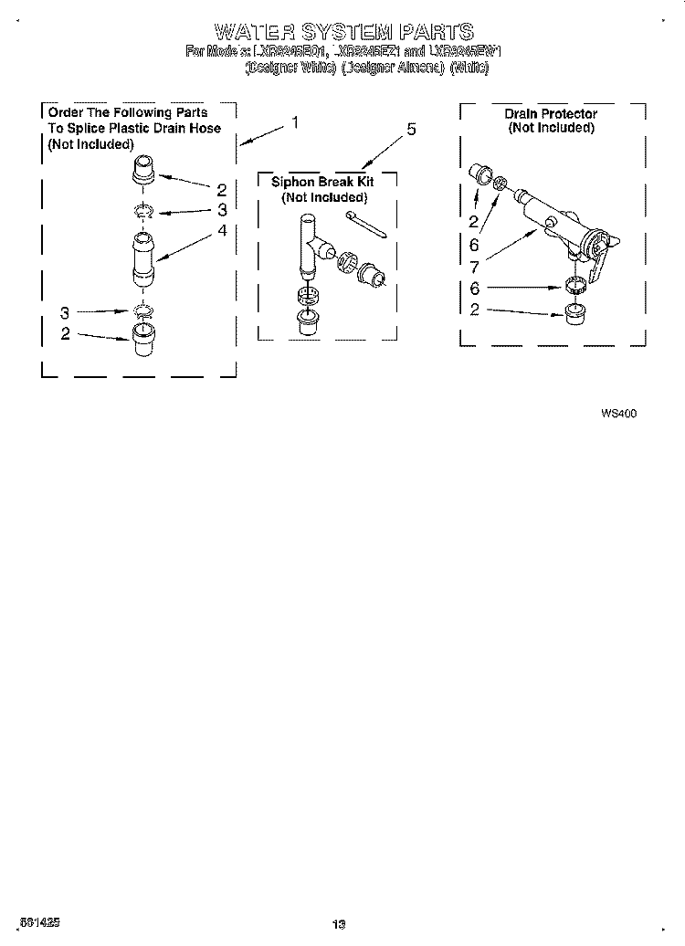 WATER SYSTEM Diagram and Parts List for LXR9245EZ1  Whirlpool Washer