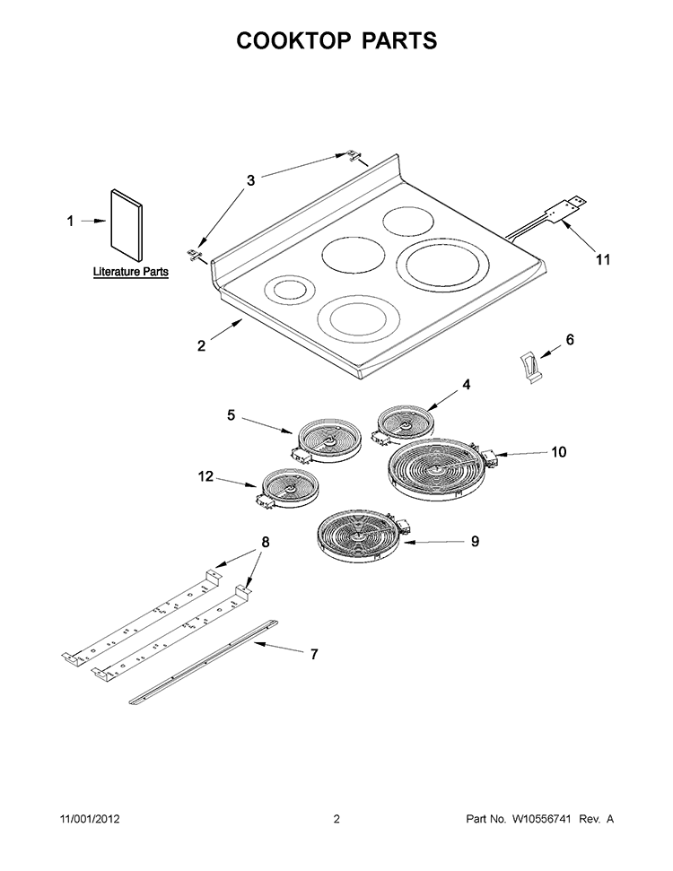 COOKTOP PARTS Diagram and Parts List for KERS208XSS3  KitchenAid Range