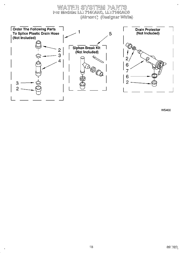 WATER SYSTEM Diagram and Parts List for LLT7144AN0  Whirlpool Washer