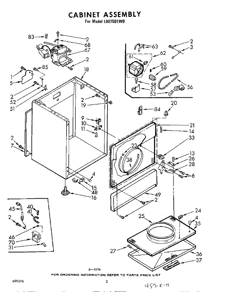 SECTION Diagram and Parts List for LHI7501W0  Whirlpool Dryer