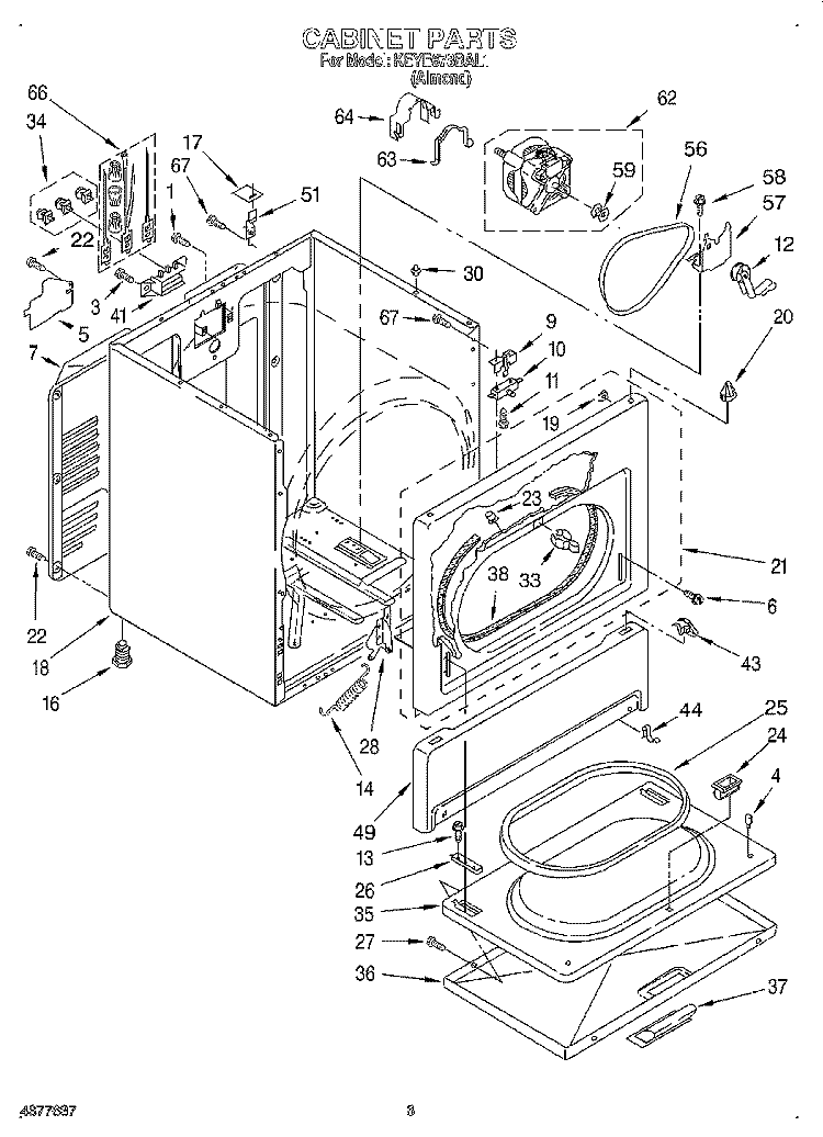 SECTION Diagram and Parts List for KEYE678BAL1  KitchenAid Dryer