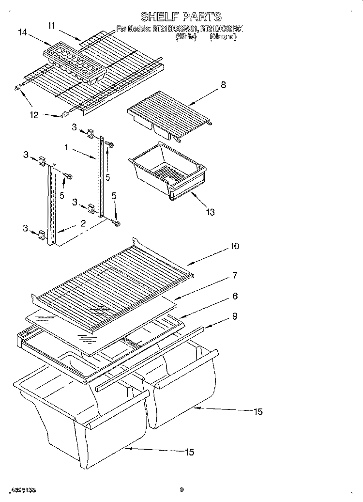 SHELF, LIT/OPTIONAL Diagram and Parts List for RT21DKXGW01  Roper Refrigerator
