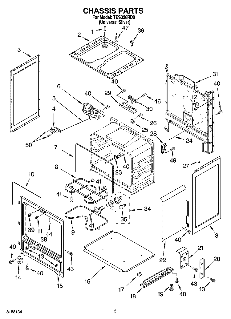CHASSIS PARTS Diagram and Parts List for TES326RD0  Estate Range