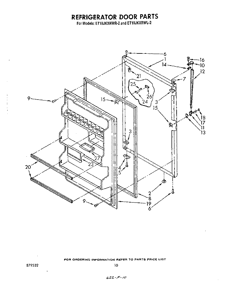 REFRIGERATOR DOOR , NOT ILLUSTRATED Diagram and Parts List for ET18JKXRWR2  Whirlpool Refrigerator