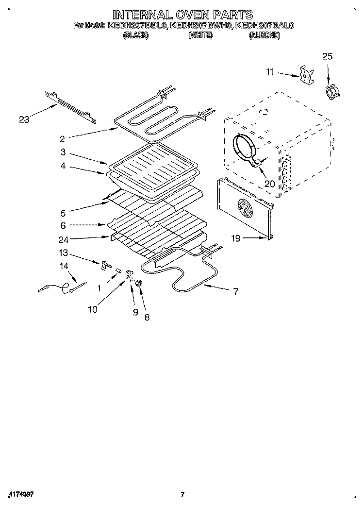 INTERNAL OVEN Diagram and Parts List for KEDH207BAL0  KitchenAid Range