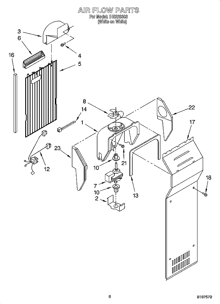 AIR FLOW PARTS Diagram and Parts List for IHS226303  Inglis Refrigerator