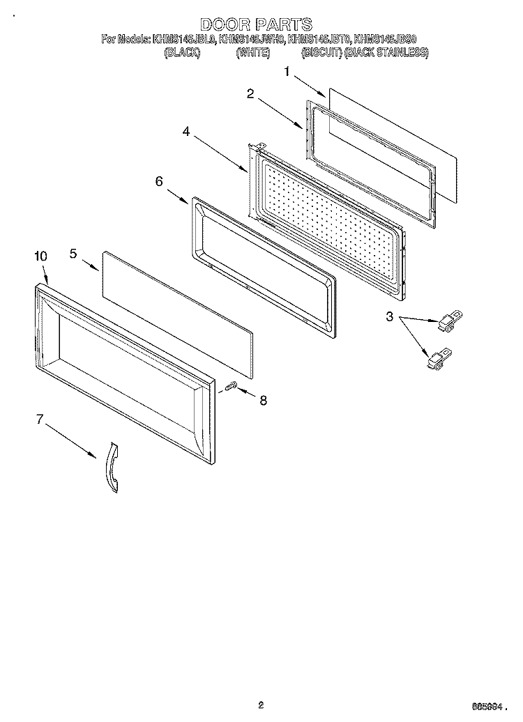 DOOR Diagram and Parts List for KHMS145JBS0  KitchenAid Microwave