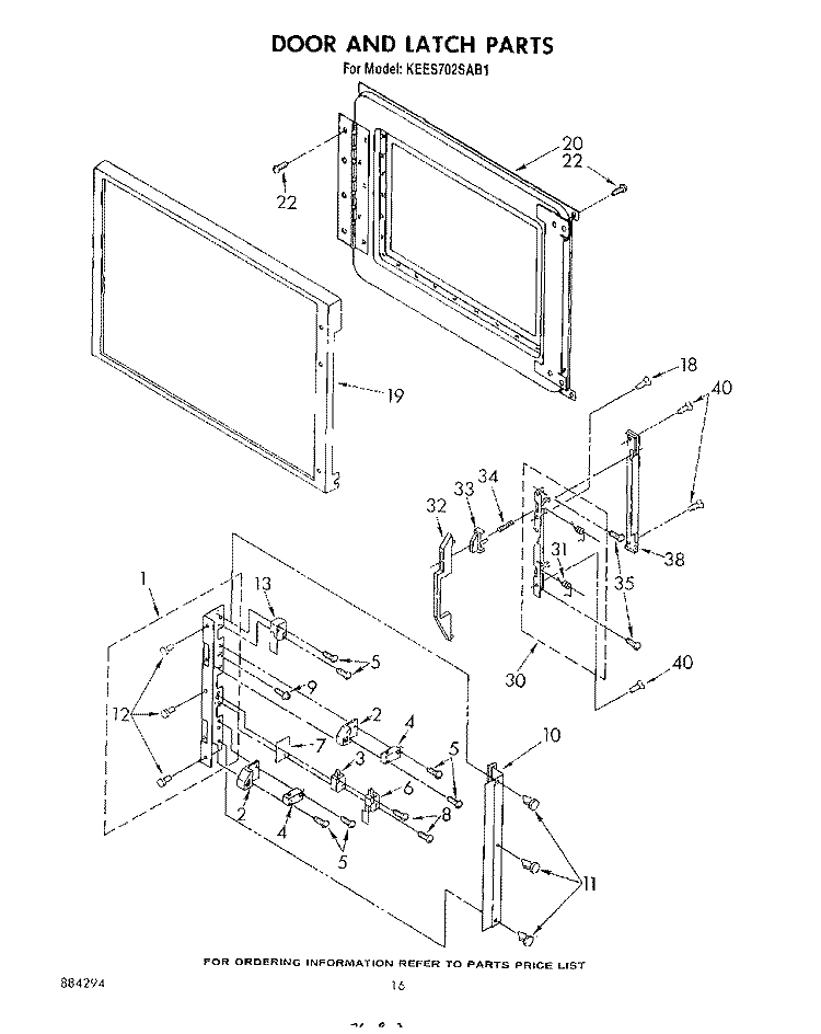 DOOR AND LATCH Diagram and Parts List for KEES702SWB1  KitchenAid Microwave Oven Combo