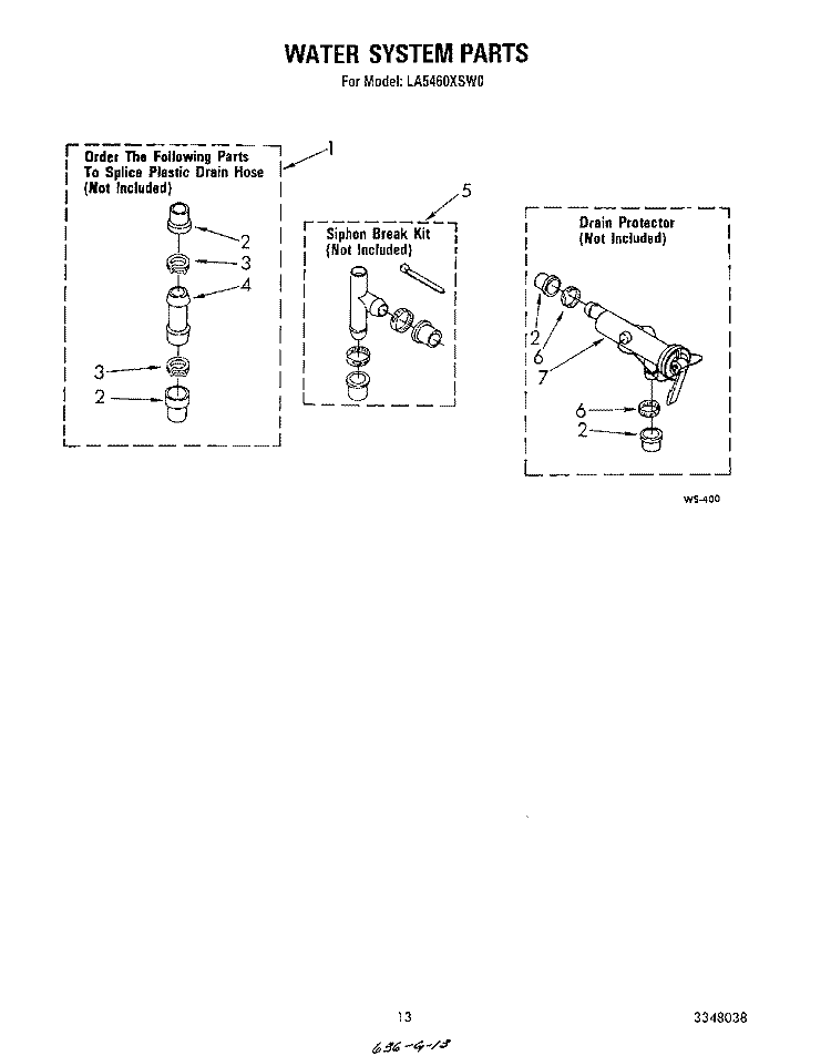 WATER SYSTEM Diagram and Parts List for LA5460XSW0  Whirlpool Washer