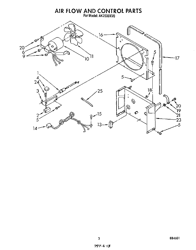 SECTION Diagram and Parts List for AK2500XV0  Whirlpool Dehumidifier