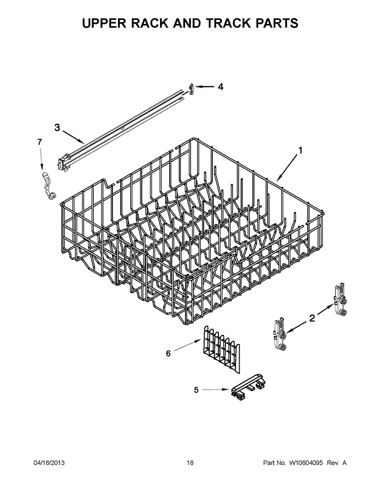 UPPER RACK AND TRACK PARTS Diagram and Parts List for WDF530PSYB5  Whirlpool Dishwasher