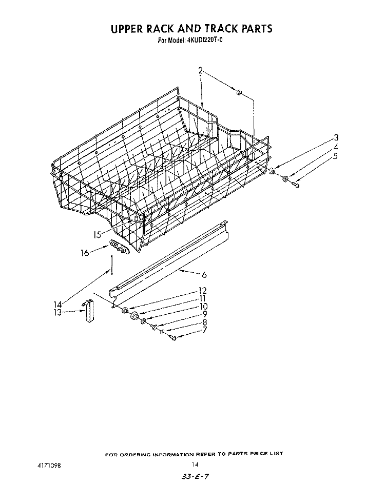 UPPER RACK AND TRACK Diagram and Parts List for 4KUDI220T0  KitchenAid Dishwasher