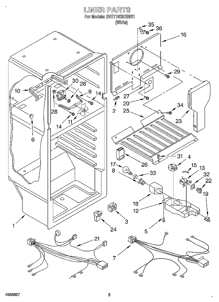 LINER, OPTIONAL Diagram and Parts List for 3VET18GKGW01  Whirlpool Refrigerator
