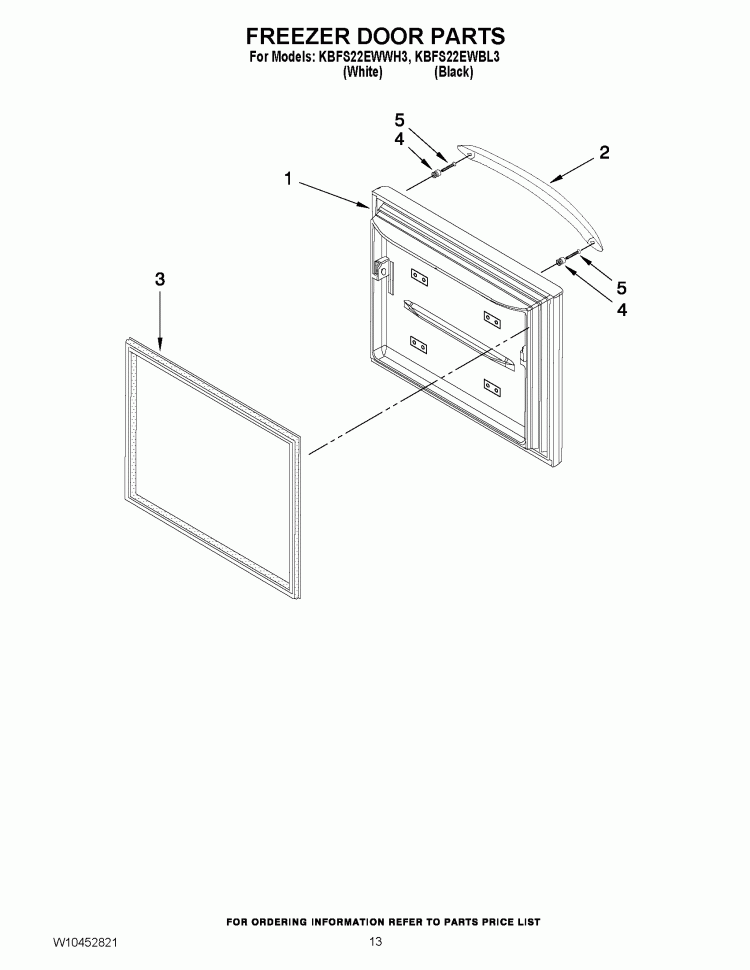 FREEZER DOOR PARTS Diagram and Parts List for KBFS22EWBL3  KitchenAid Refrigerator