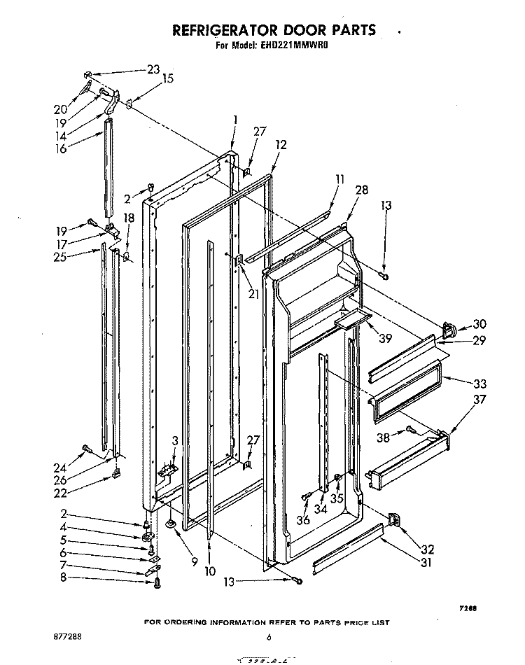 REFRIGERATOR DOOR , LIT/OPTIONAL Diagram and Parts List for EHD221MMWR0  Whirlpool Refrigerator