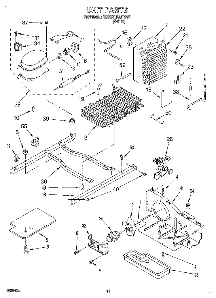UNIT Diagram and Parts List for 6ED20TKXFW01  Whirlpool Refrigerator