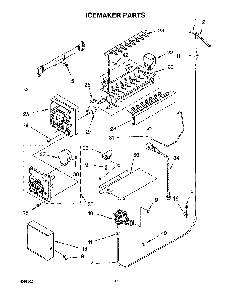 ICE MAKER Diagram and Parts List for 3XART732GW00  Whirlpool Refrigerator