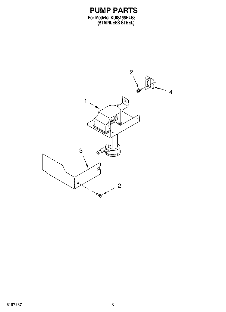 PUMP Diagram and Parts List for KUIS155HLS3  KitchenAid Ice Maker