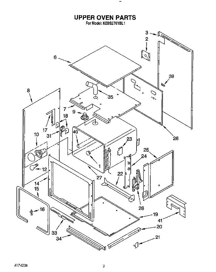 UPPER OVEN, OPTIONAL Diagram and Parts List for KEBS276YBL1  KitchenAid Wall Oven