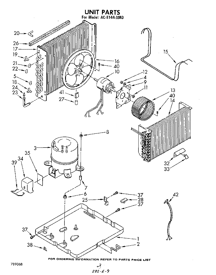 SECTION Diagram and Parts List for ACE144XM0  Whirlpool Air Conditioner